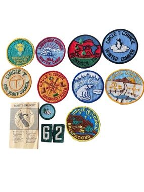 Circle T Council Girl Scout Winter Camp & Backpacking Patch Set - Multicolor